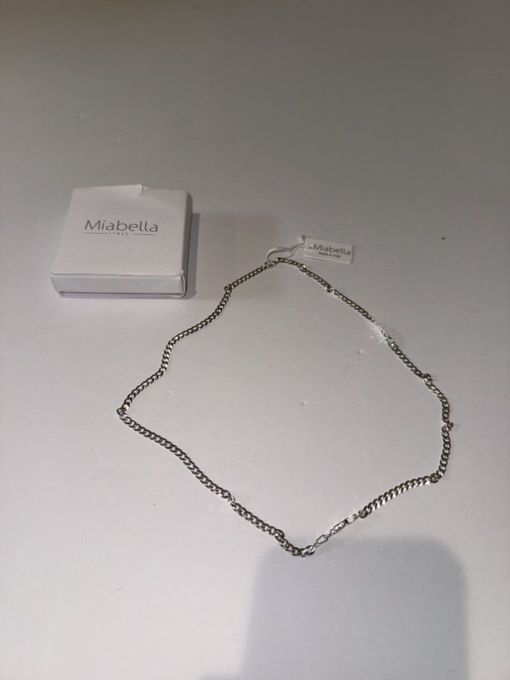 Miabella Made in Italy Curb Chain Necklace Silver Tone New with Box and Tag